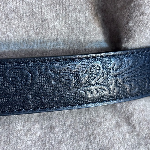 BC BELT Sz XL Black Belt Ornate Beaded Buckle 3” x 4” Tooled Part 47” x 1.25” - Picture 4 of 7